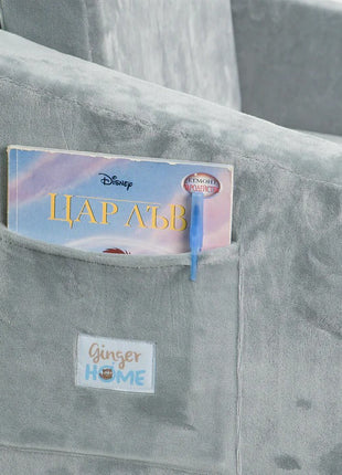 Dječija sofa krevet BONO, pliš, mekana, pena - 2 u 1 za sjedenje i spavanje, siva