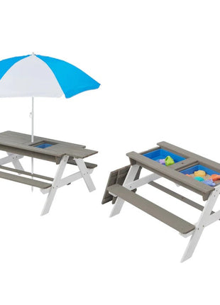 Dječiji baštenski sto 3 u 1, kišobran sa podesivom visinom, pokretni vrh za aktivne igre na otvorenom