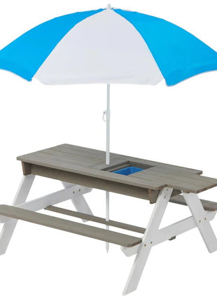 Dječiji baštenski sto 3 u 1, kišobran sa podesivom visinom, pokretni vrh za aktivne igre na otvorenom