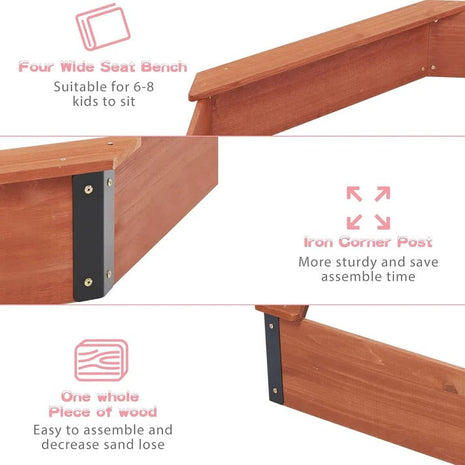 Veliki dječiji pješčanik, drveni osmerokut, vodootporna navlaka