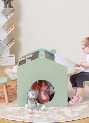 Dječiji sto sa 2 stolice - Kuća za više aktivnosti sa crnom tablom, stolom za crtanje i čitanje