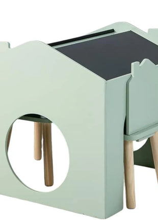 Dječiji sto sa 2 stolice - Kuća za više aktivnosti sa crnom tablom, stolom za crtanje i čitanje