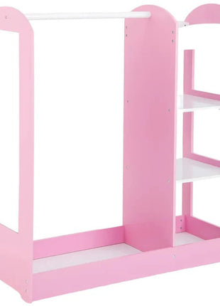 Dječiji stalak za odjeću sa ogledalom - Dječiji otvoreni ormar sa policama i vješalicama, roze
