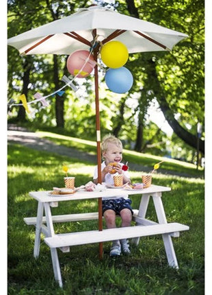 Baštenska garnitura KINDER HOME, dječiji sto za piknik, kišobran anti-UV 30+