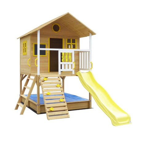 Velika dječija kućica sa pješčanikom i toboganom, za igru na otvorenom u dvorištu i bašti
