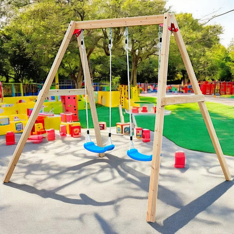 Dječija drvena ljuljaška za baštu, dupla