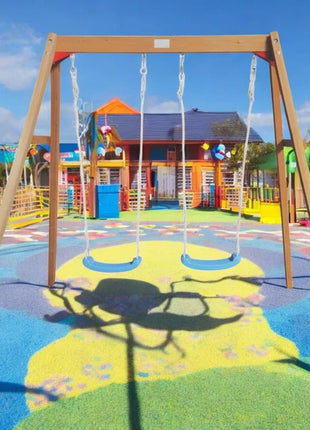 Dječija drvena ljuljaška za baštu, dupla