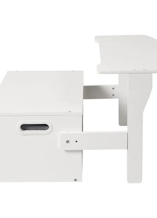 Dječija drvena klupa, radni sto i organizator - 3 u 1 sa odlaganjem - bijelo/siva