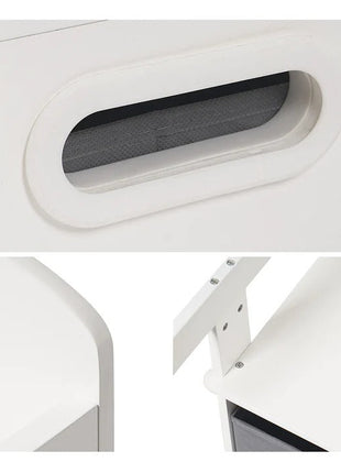 Dječija drvena klupa, radni sto i organizator - 3 u 1 sa odlaganjem - bijelo/siva