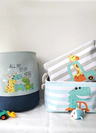 Kutija za odlaganje igračaka, odjeće, kozmetike, sklopiva, sa pogodnim ručkama, za dječiju sobu, spavaću sobu, dnevnu sobu - Dinosaurus