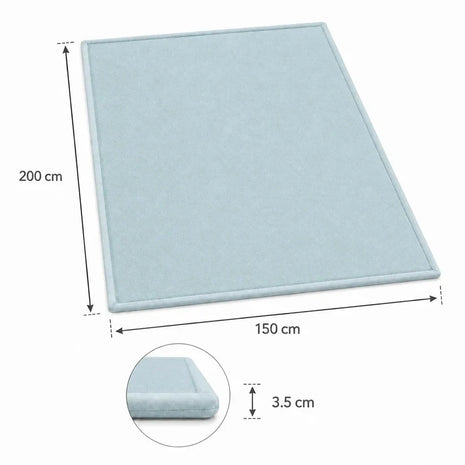 Dečiji tepih sa memorijskim efektom KINDER HOME LOLA, 150x200 cm, debljina 3,5 cm, baršunasto mekan vodootporni gornji sloj, memori pena, protivklizna podloga, plava
