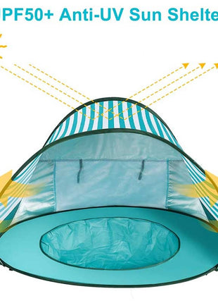 Dječiji šator za igru KINDER HOME sa UV zaštitom 50+ – lagan i sklopiv, za plažu i baštu, 120×80×70 cm