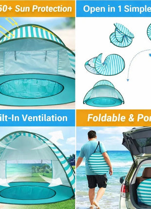 Dječiji šator za igru KINDER HOME sa UV zaštitom 50+ – lagan i sklopiv, za plažu i baštu, 120×80×70 cm