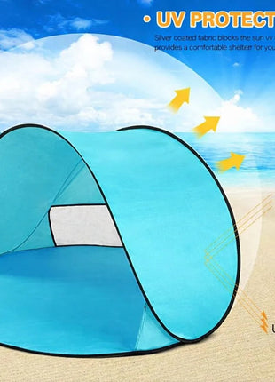 KINDER HOME Dječiji šator za igru na rasklapanje sa UV zaštitom 50+ – okrugli, lagan i sklopiv, za plažu i baštu, 150×150×90 cm