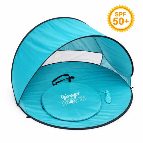 KINDER HOME Dječiji šator za igru na rasklapanje sa UV zaštitom 50+ – okrugli, lagan i sklopiv, za plažu i baštu, 150×150×90 cm