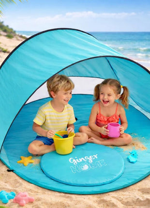 KINDER HOME Dječiji šator za igru na rasklapanje sa UV zaštitom 50+ – okrugli, lagan i sklopiv, za plažu i baštu, 150×150×90 cm