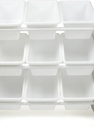 Polica sa 9 kutija za odlaganje, dio za dječiju sobu, organizator za igračke i knjige od drveta - BIJELI