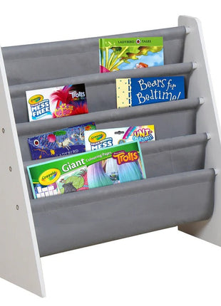 Dječija polica za knjige i igračke, organizator, sekcija, biblioteka za dječiju sobu - BIJELA/SIVA