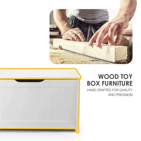 Komoda za odlaganje dječijih igračaka i knjiga, kutija sa mekim poklopcem, 2 u 1 komoda i drvena klupa - BIJELA