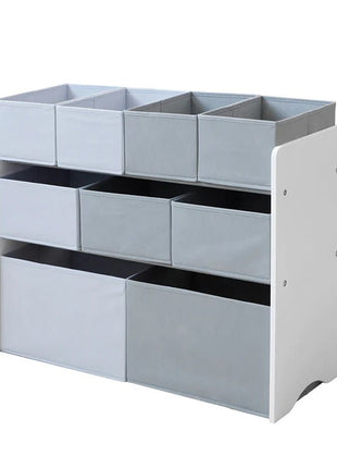 Organizator za igračke, polica za vrtiće, ormar, sekcioni sa kutijama za odlaganje - BIJELA/SIVA