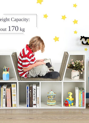 3 u 1 dječija polica za knjige, polica za knjige i klupa, 6 pregrada za odlaganje igračaka i knjiga