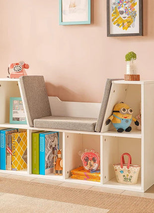 3 u 1 dječija polica za knjige, polica za knjige i klupa, 6 pregrada za odlaganje igračaka i knjiga