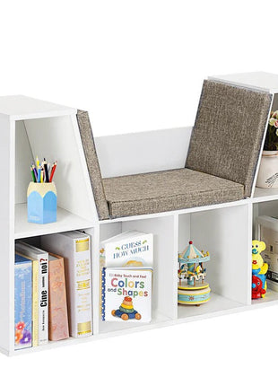 3 u 1 dječija polica za knjige, polica za knjige i klupa, 6 pregrada za odlaganje igračaka i knjiga