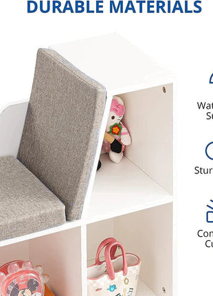 3 u 1 dječija polica za knjige, polica za knjige i klupa, 6 pregrada za odlaganje igračaka i knjiga