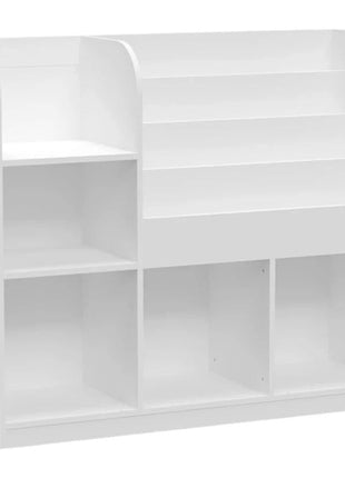 Dječiji organizator KINDER HOME, polica za knjige sa policama za igračke i knjige, 3 tekstilne kutije, drveni, beli, 92x30x80 cm, Montesori