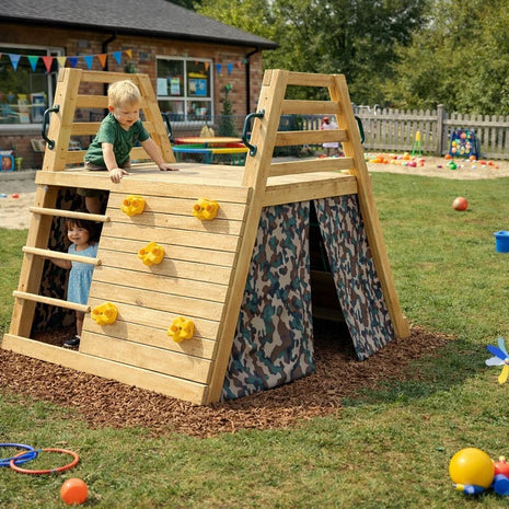 Dečiji drveni tobogan sa penjalicom za dvorište KINDER HOME, 285×152×123 cm