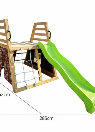 Dečiji drveni tobogan sa penjalicom za dvorište KINDER HOME, 285×152×123 cm