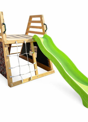 Dečiji drveni tobogan sa penjalicom za dvorište KINDER HOME, 285×152×123 cm