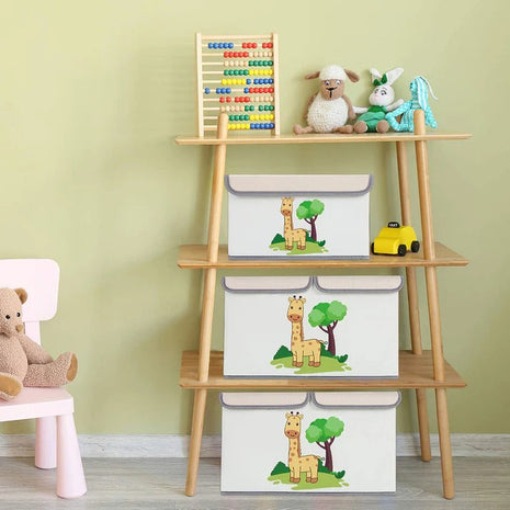 Set od 2 preklopne kutije za odlaganje sa poklopcem i ručkama - ŽIRAFE, za dječije igračke, knjige, odjeću