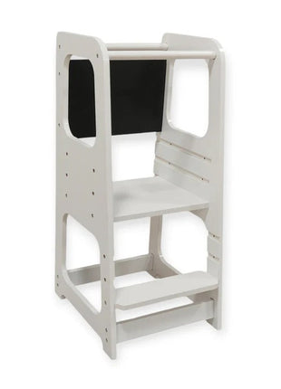 Montessori toranj, edukativna stolica sa crnom tablom i podesivom visinom, bijela, za djecu od 1-4 godine