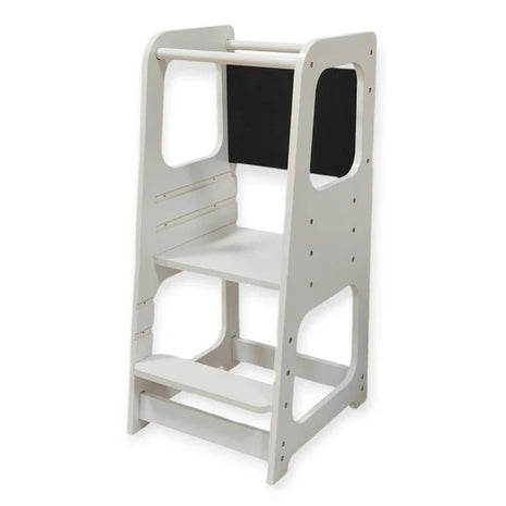 Montessori toranj, edukativna stolica sa crnom tablom i podesivom visinom, bijela, za djecu od 1-4 godine