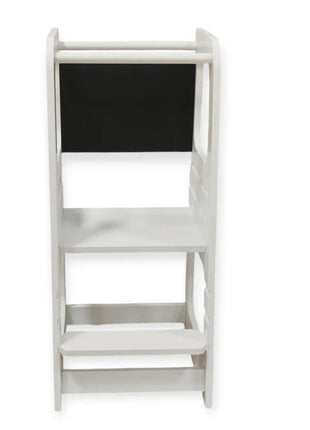 Montessori toranj, edukativna stolica sa crnom tablom i podesivom visinom, bijela, za djecu od 1-4 godine