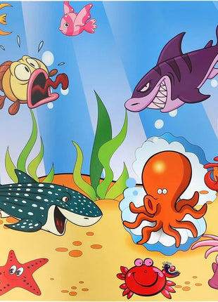 Dječiji drveni sto i stolice sa morskim životinjama – set za crtanje, igru, učenje i jelo