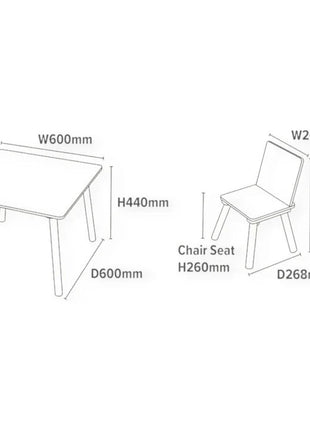 Dječiji sto sa stolicama za crtanje, igru, jelo, drveni, Dječija soba SAVANA