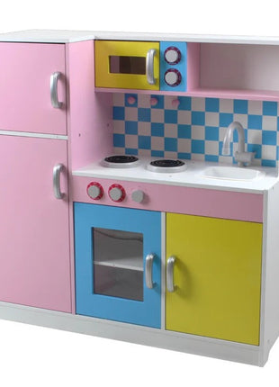 Dječija kuhinja, drvena igračka za igru uloga sa šarenim dizajnom, dimenzije