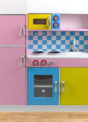 Dječija kuhinja, drvena igračka za igru uloga sa šarenim dizajnom, dimenzije