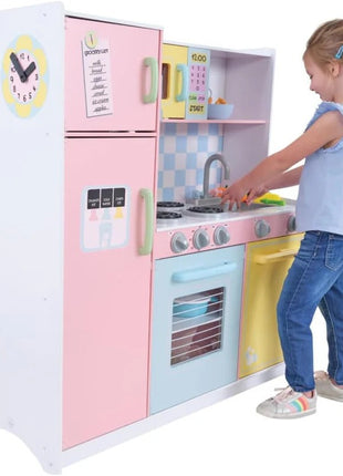 Dječija kuhinja, drvena igračka za igru uloga sa šarenim dizajnom, dimenzije