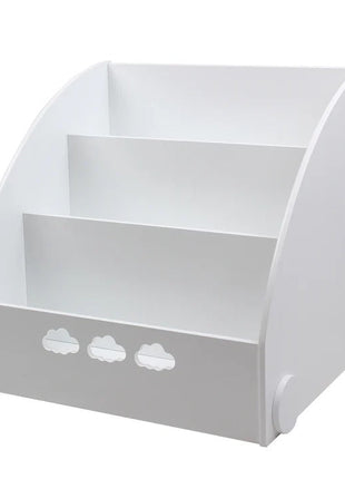 Dječija drvena polica za knjige, organizator za knjige i igračke, dio za odlaganje u obliku oblaka - bijela