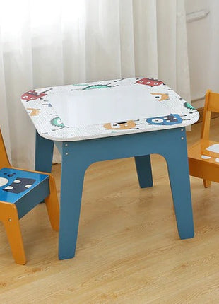 Dječiji sto sa 2 stolice, komplet - dvostrani, za crtanje i slaganje konstruktora tipa LEGO - DUHOVI