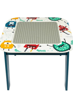 Dječiji sto sa 2 stolice, komplet - dvostrani, za crtanje i slaganje konstruktora tipa LEGO - DUHOVI
