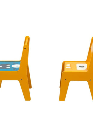 Dječiji sto sa 2 stolice, komplet - dvostrani, za crtanje i slaganje konstruktora tipa LEGO - DUHOVI