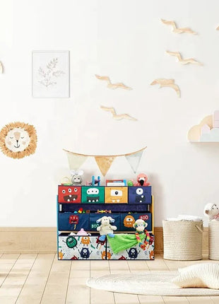 Organizator dječijih igračaka, polica, dijelovi sa 9 kutija za odlaganje tekstila - MONSTER