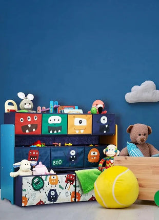 Organizator dječijih igračaka, polica, dijelovi sa 9 kutija za odlaganje tekstila - MONSTER