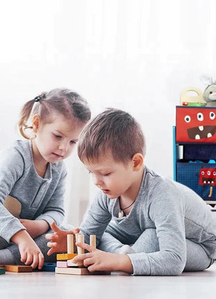 Organizator dječijih igračaka, polica, dijelovi sa 9 kutija za odlaganje tekstila - MONSTER