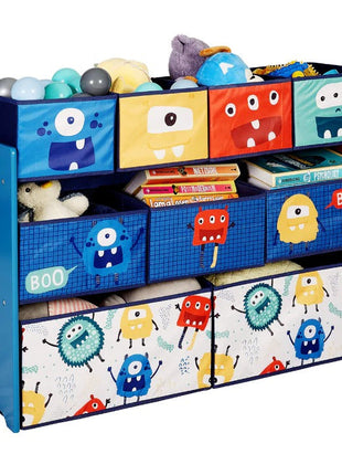 Organizator dječijih igračaka, polica, dijelovi sa 9 kutija za odlaganje tekstila - MONSTER