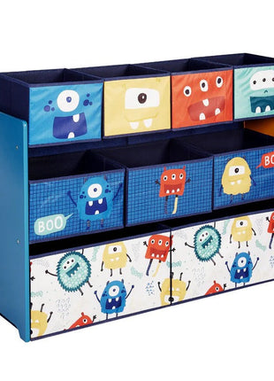 Organizator dječijih igračaka, polica, dijelovi sa 9 kutija za odlaganje tekstila - MONSTER